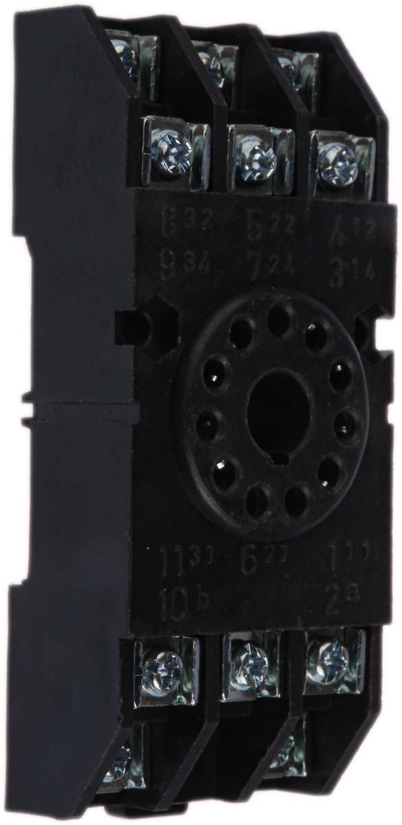 Tempatron 11 Pin 250V ac DIN Rail, Panel Mount Relay Socket, for use with 11 Pin Relay, 11 Pin Timer, Octal Relay,