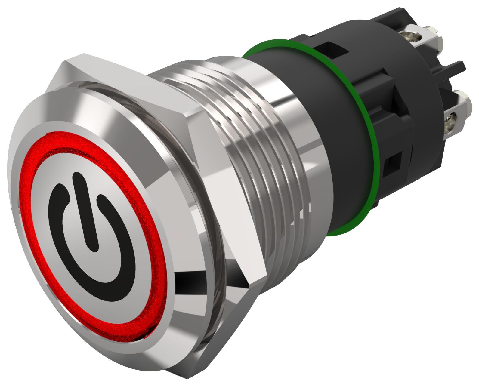 EAO 82 Series Illuminated Illuminated Push Button Switch, Momentary, Panel Mount, 19mm Cutout, SPDT, Red LED, 240V,
