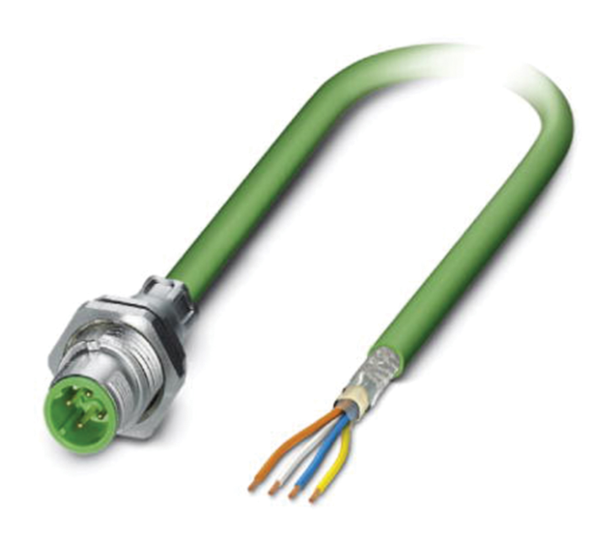 Phoenix ContactSACCBP, 2m Cat5, Green M12 to Male Unterminated, Terminated PUR Sheath