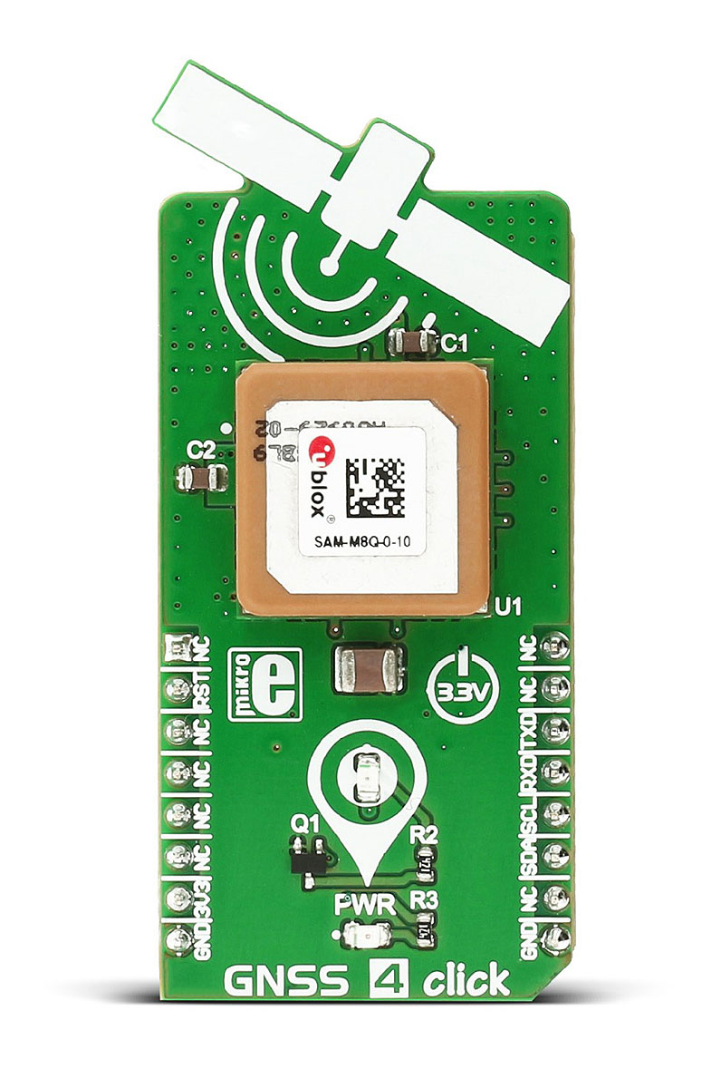 MikroElektronika GNSS4 Click SAM-M8Q GLONASS (GNSS), GPS mikroBus Click Board for Asset Tracking for Navigation Devices