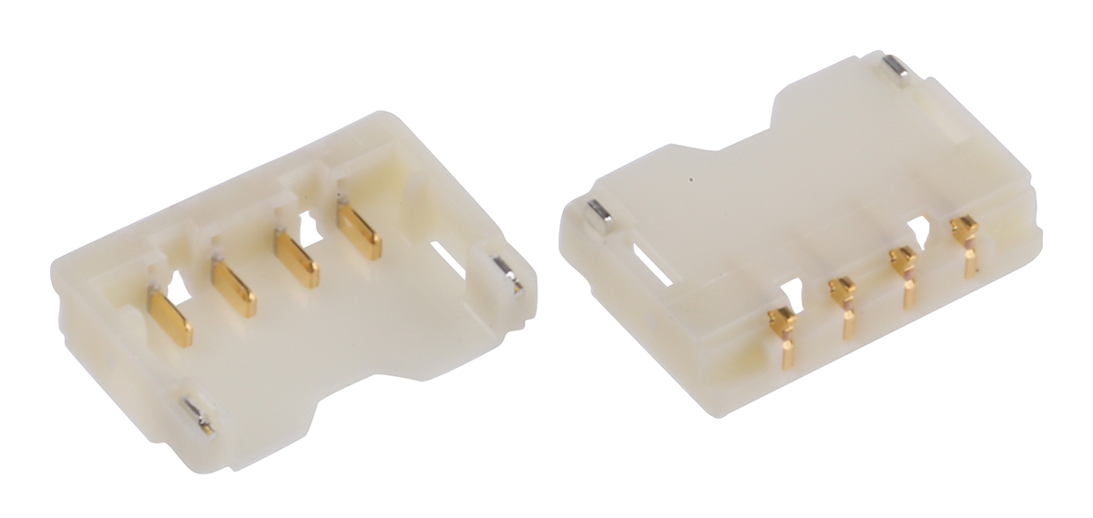 JST ACH Series Right Angle Surface PCB Header, 4 Contact(s), 1.2 mm Pitch, 1 Row, Shrouded