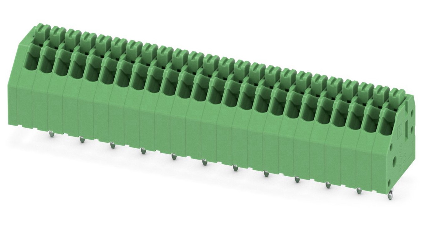 Phoenix Contact PTSA 0.5/24-2.5-Z Series PCB Terminal Block, 24-Contact, 2.5mm Pitch, Through Hole Mount, Spring Cage