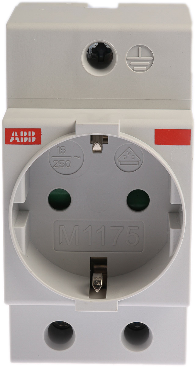 ABB M1175 Grey 1 Gang Plug Socket, 16A, Type F - German Schuko, Indoor Use