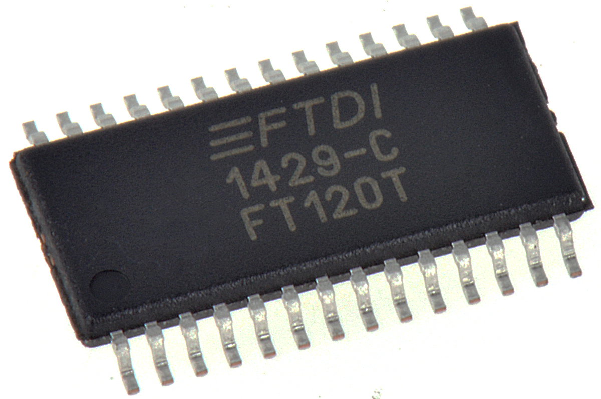 FTDI Chip FT120T-R, USB Controller, USB 1.1, USB 2.0, 3.3 to 5 V, 28-Pin TSSOP