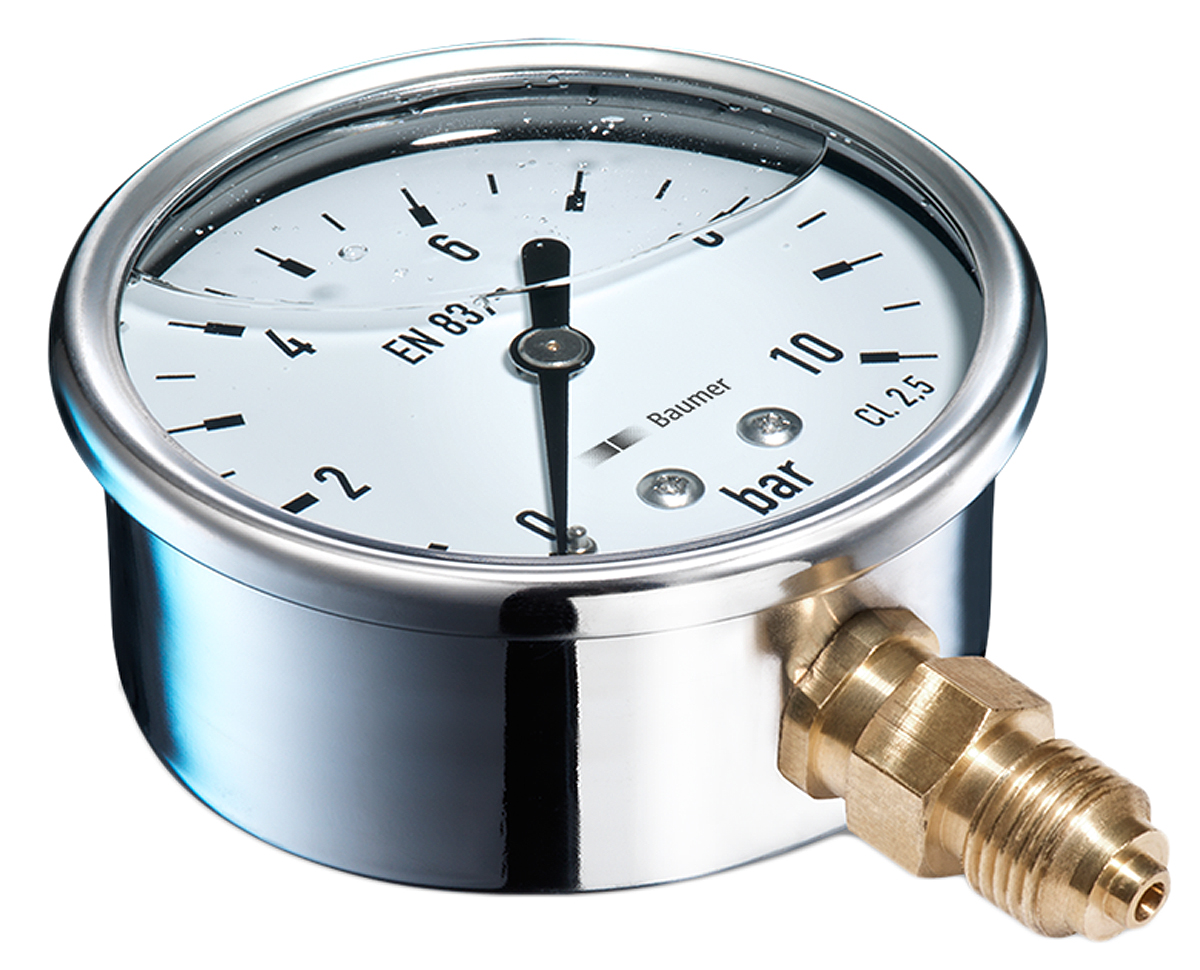 Bourdon G 1/4 Analogue Pressure Gauge 160bar Bottom Entry 63mm Outside Diameter