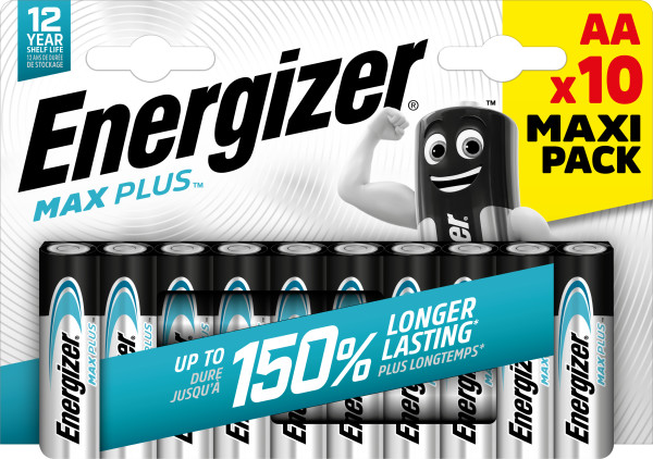 Energizer Energizer MAX PLUS Alkaline, Zinc Manganese Dioxide AA Batteries 1.5V