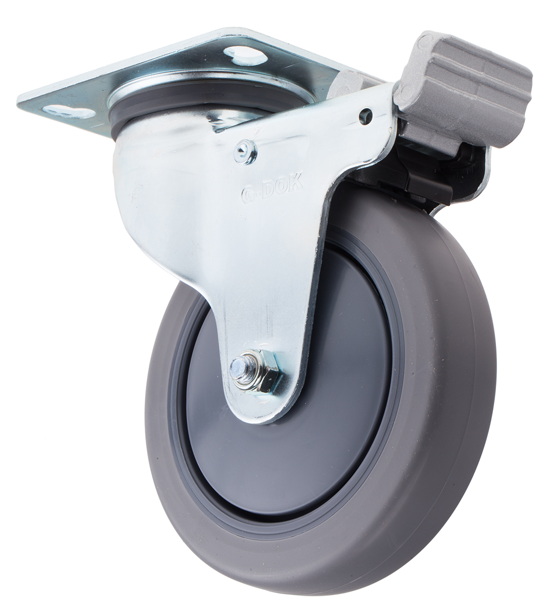 RS PRO Braked Swivel Castor Wheel, 90kg Capacity, 125mm Wheel