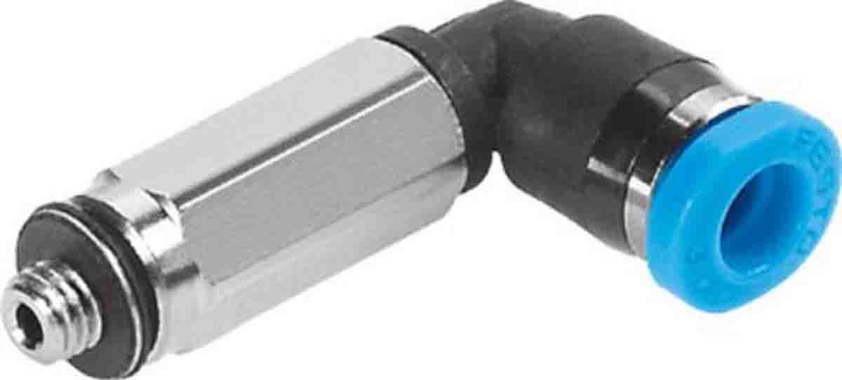 Festo Elbow Threaded Adaptor, M3 Male to Push In 4 mm, Threaded-to-Tube Connection Style, 153338
