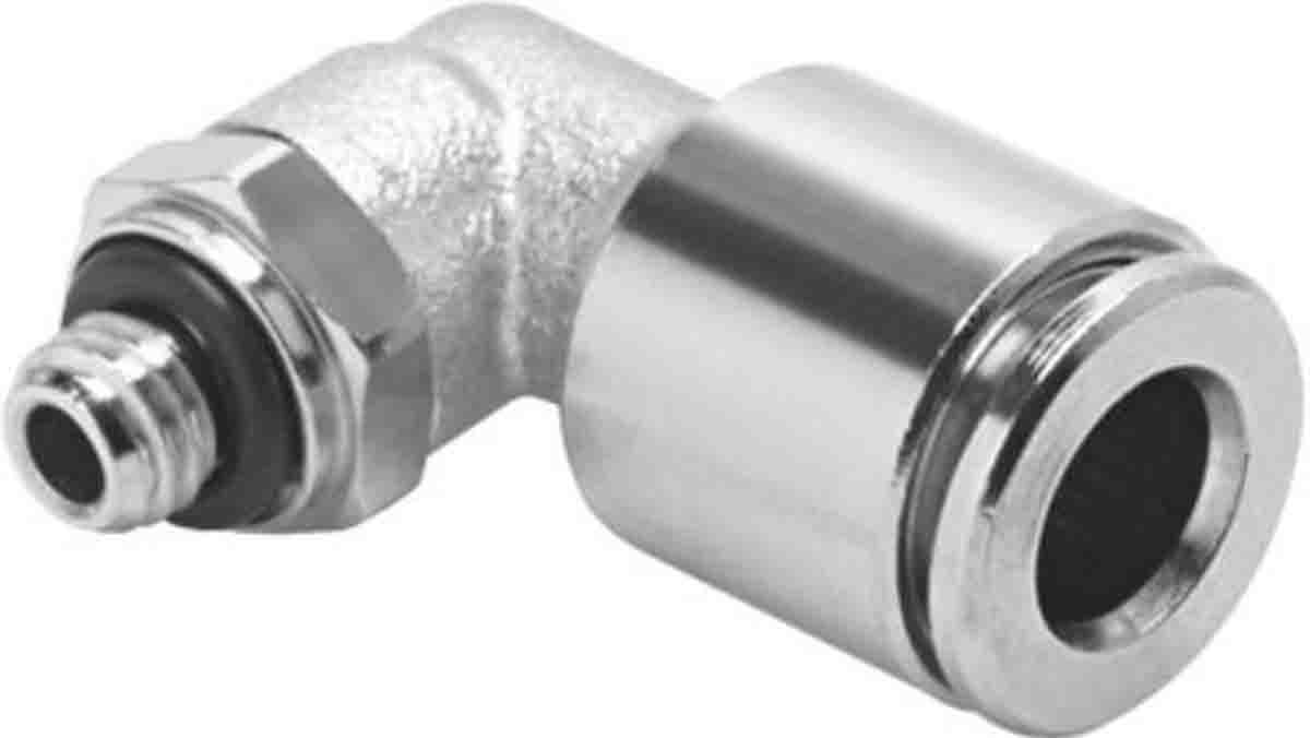 Festo Elbow Threaded Adaptor, M5 Male to Push In 6 mm, Threaded-to-Tube Connection Style, 558705
