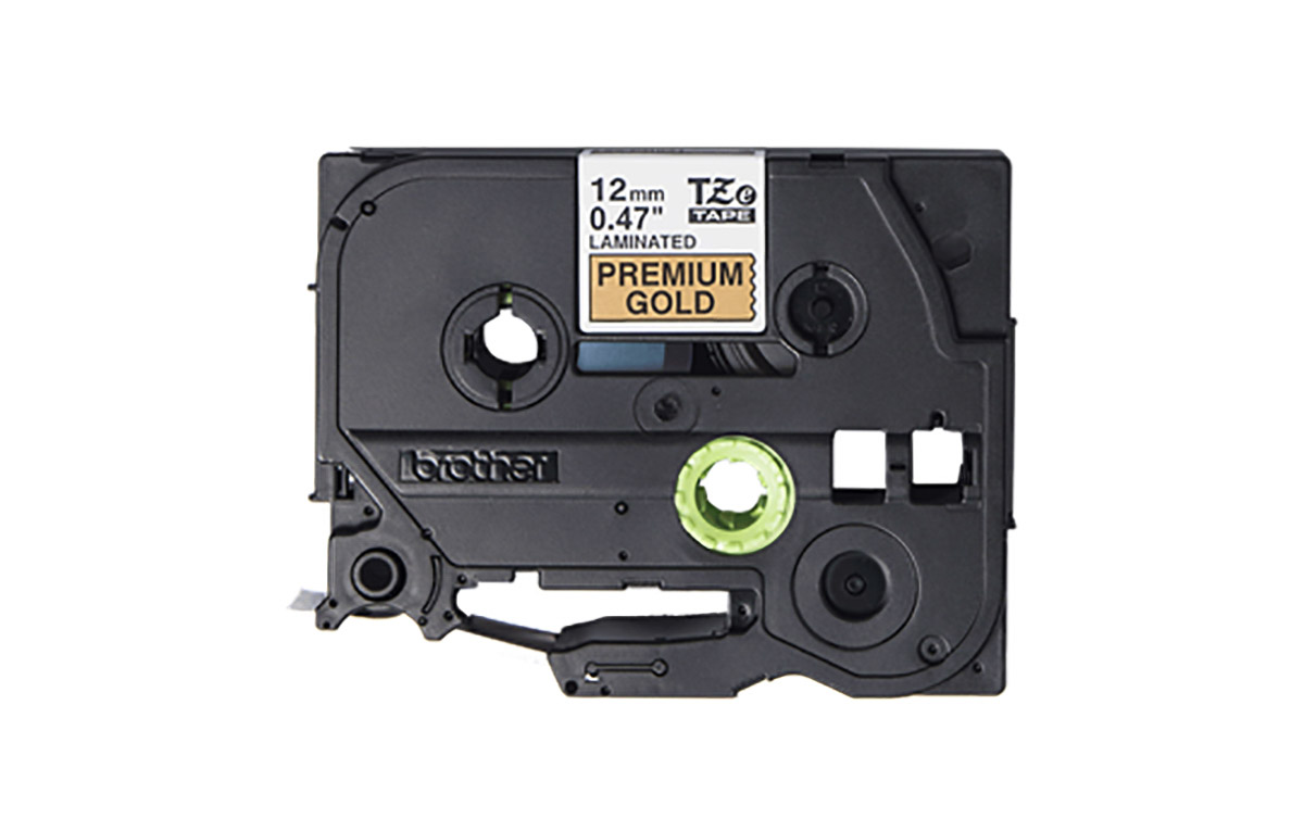 Brother Black on Gold Label Printer Tape, 8 m Length, 12 mm Width
