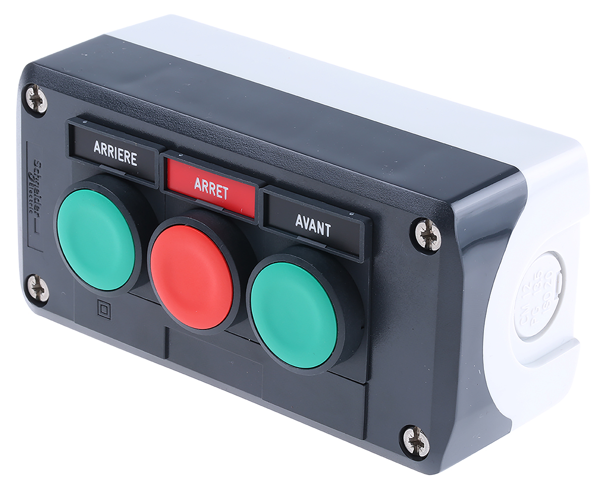 Schneider Electric Spring Return Enclosed Push Button, Polycarbonate, Green, Red, IP66, IP67, IP69K