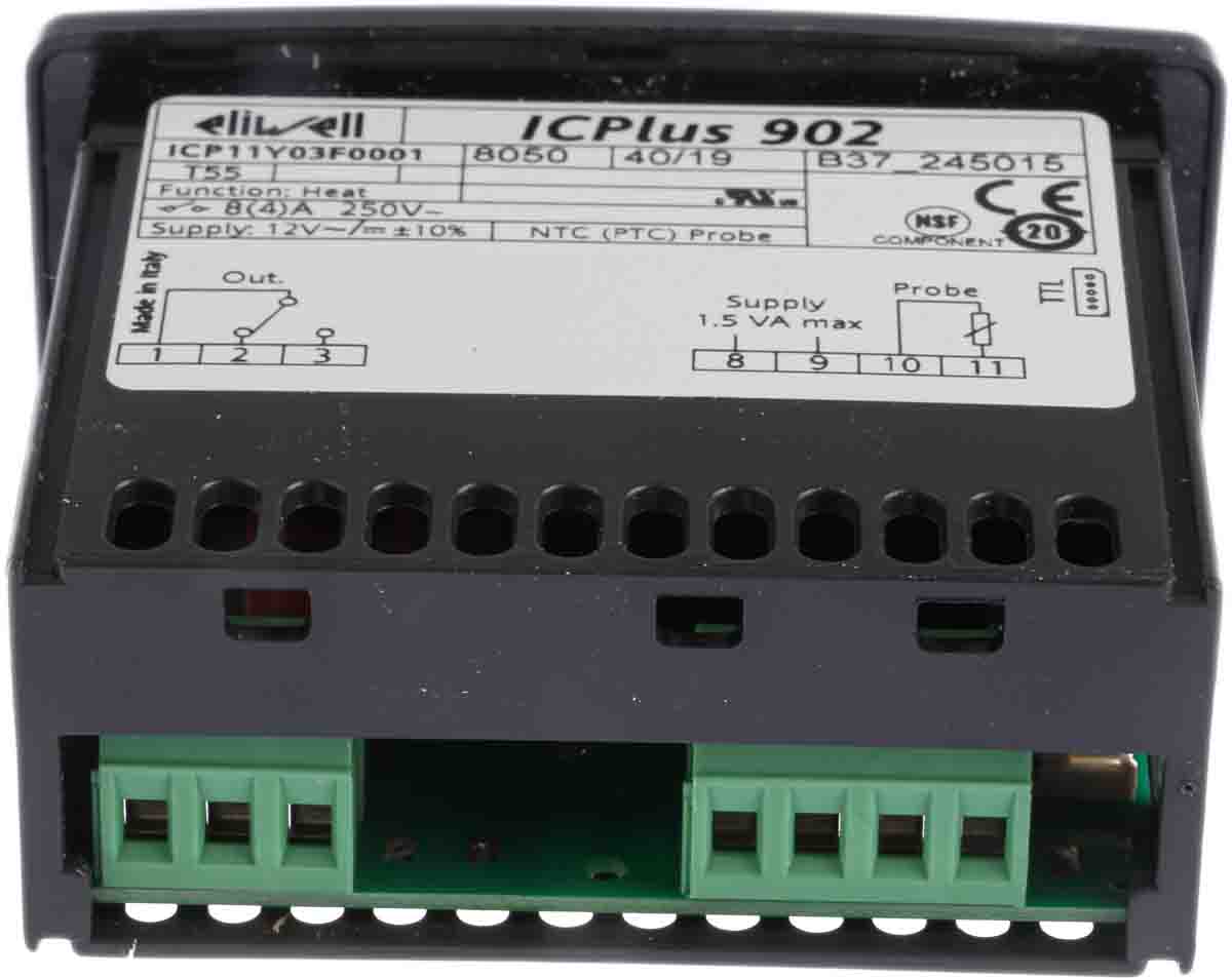 Eliwell ICPlus Panel Mount On/Off Temperature Controller, 74 x 32mm 1 Input, 1 Output Relay, 12 V Supply Voltage