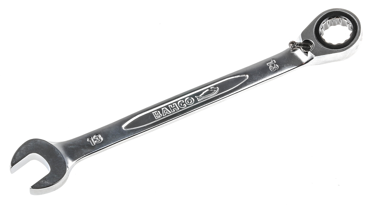 Bahco 1RM Series Ratchet Spanner, 13mm, Metric, Double Ended, 178 mm Overall