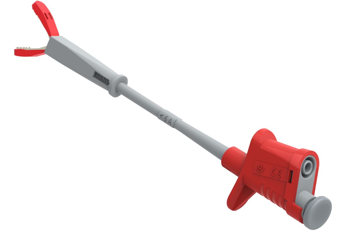 Electro PJP Alligator Clip, Nickel-Plated Steel Contact, 6A, Red