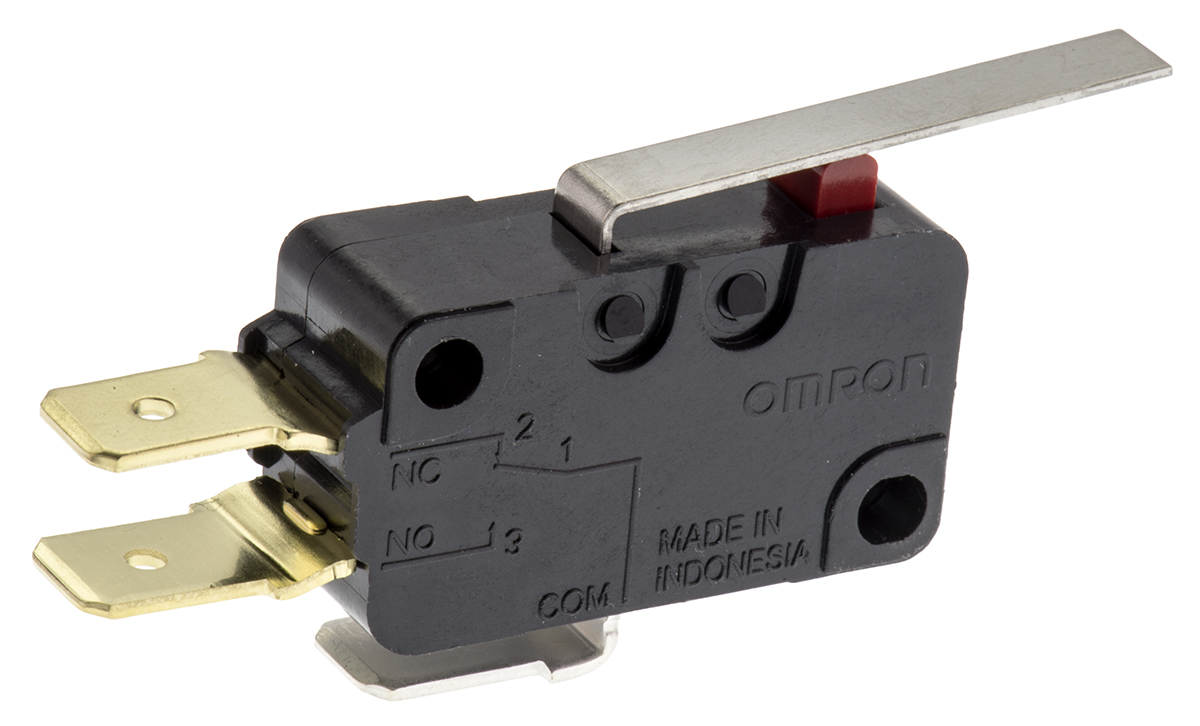 Omron D3V-162-1C5, SPDT-NO/NC Hinge Lever Microswitch, 16 A @ 250 V ac