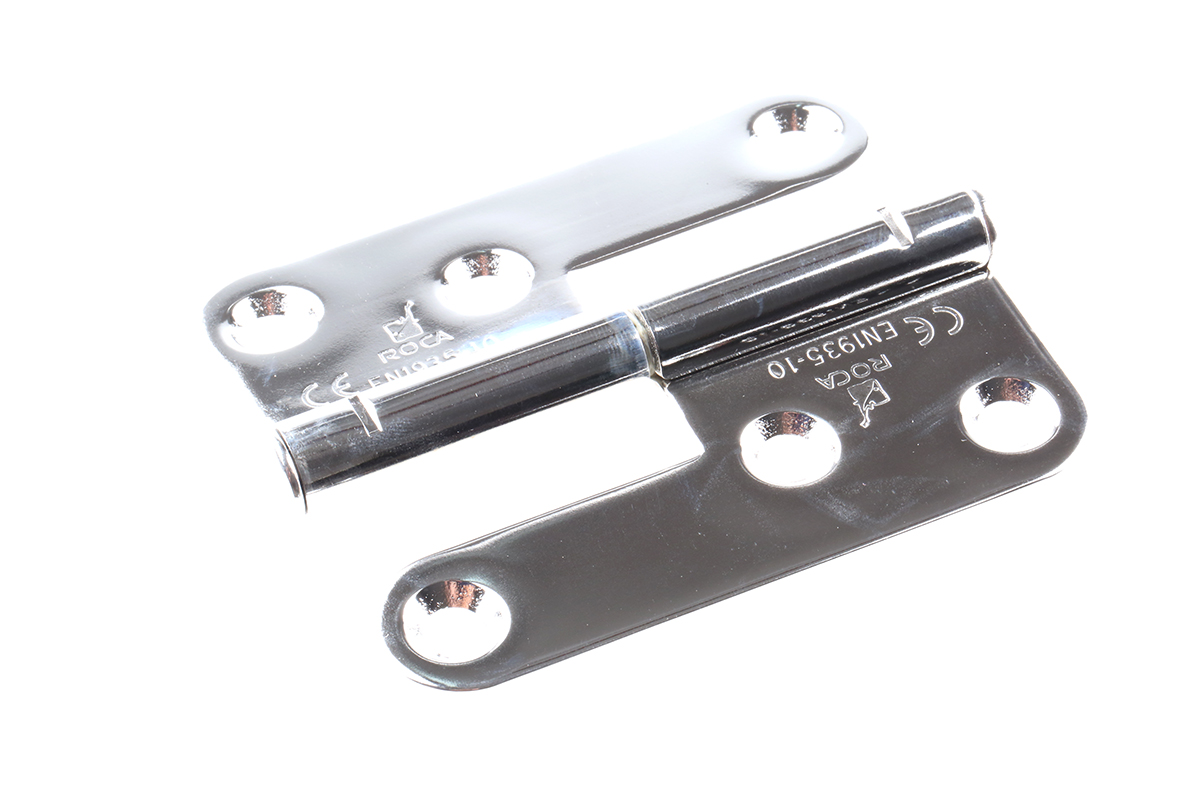 ROCA Stainless Steel Flag Hinge with a Lift-off Pin, Screw Fixing, 98mm x 82mm x 2.5mm