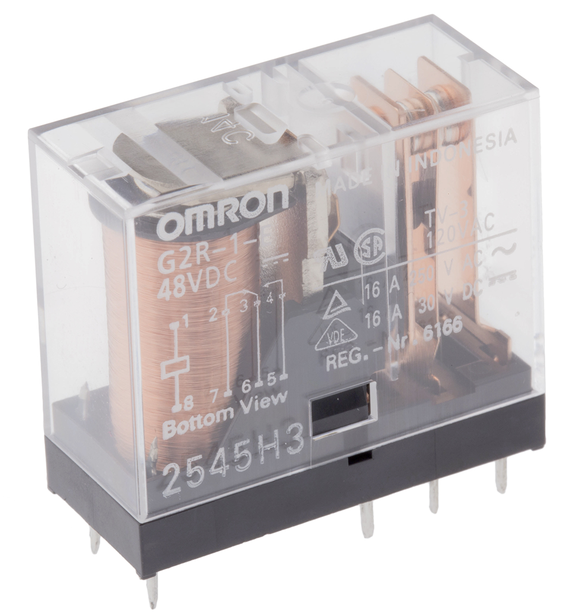 Omron PCB Mount Power Relay, 48V dc Coil, 16A Switching Current, SPDT