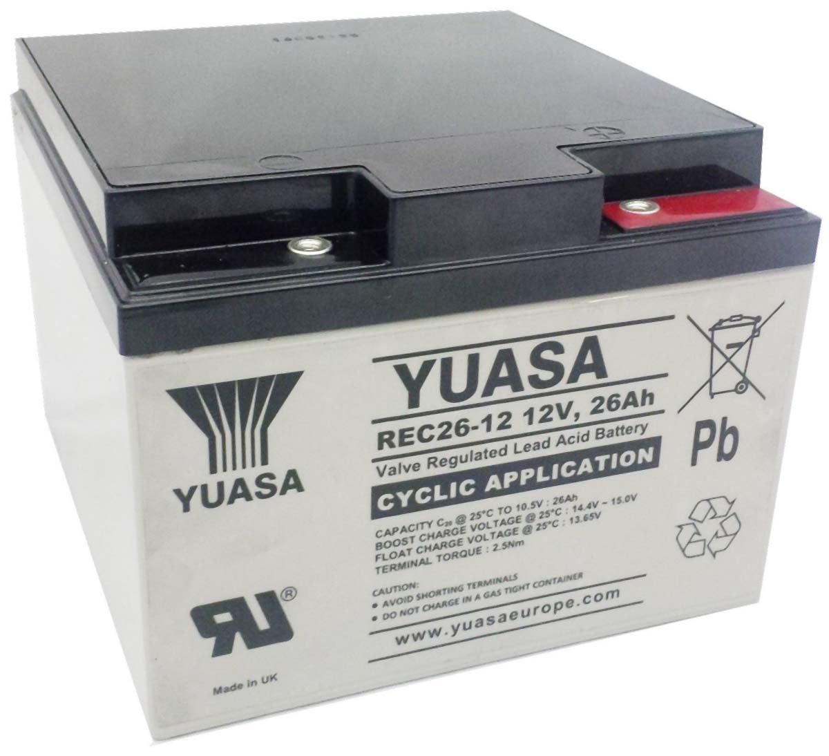 Yuasa 12V M5 Sealed Lead Acid Battery, 26Ah