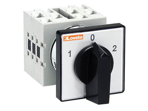Lovato, 1P 3 Position 60° Changeover Cam Switch, 32A, Short Black Handle Actuator