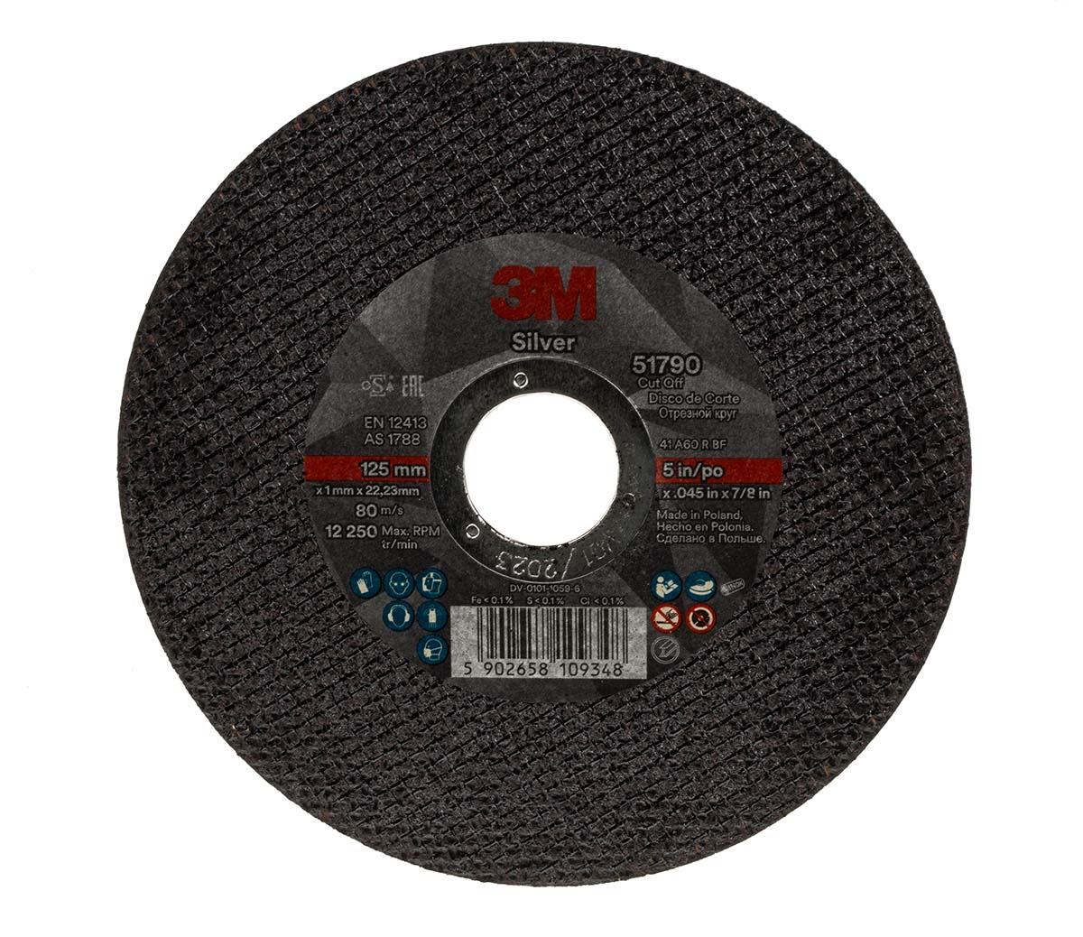 3M T41 Silver Aluminium Oxide Grinding Wheel, 125mm Diameter, P120 Grit, Fine