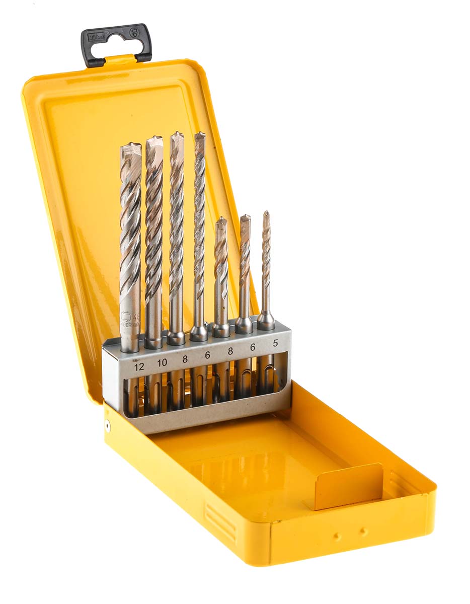 DeWALT 7-Piece SDS Plus Drill Bit Set for Masonry, 12mm Max, 5mm Min, Tungsten Carbide Tipped Bits