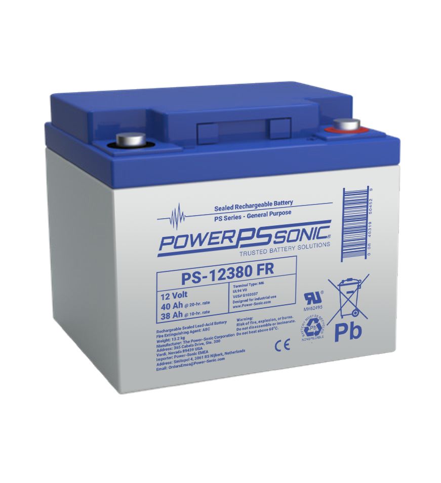 Power Sonic 12V M6 Sealed Lead Acid Battery, 40Ah