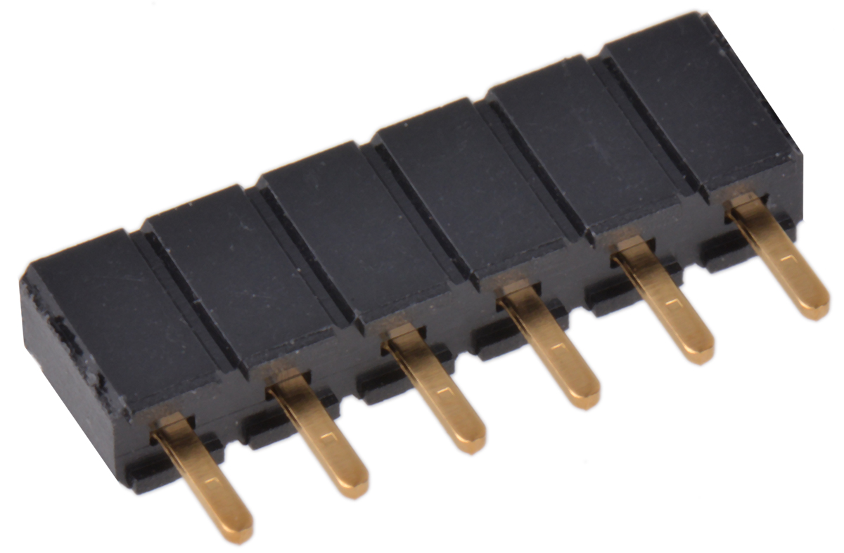 Samtec SLW Series Straight Through Hole Mount PCB Socket, 6-Contact, 1-Row, 2.54mm Pitch, Solder Termination
