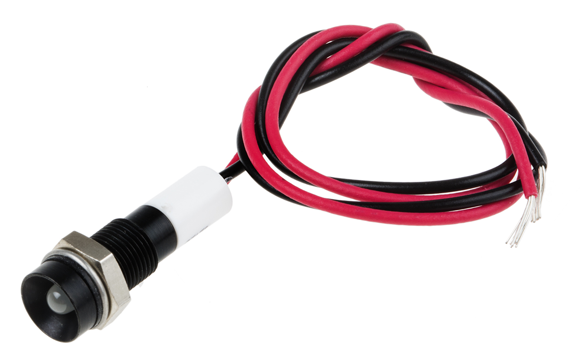 RS PRO Green, Red Panel Mount Indicator, 12V dc, 6mm Mounting Hole Size, Lead Wires Termination, IP67