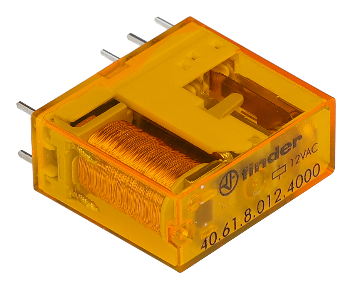 Finder PCB Mount Power Relay, 12V ac Coil, 16A Switching Current, SPDT