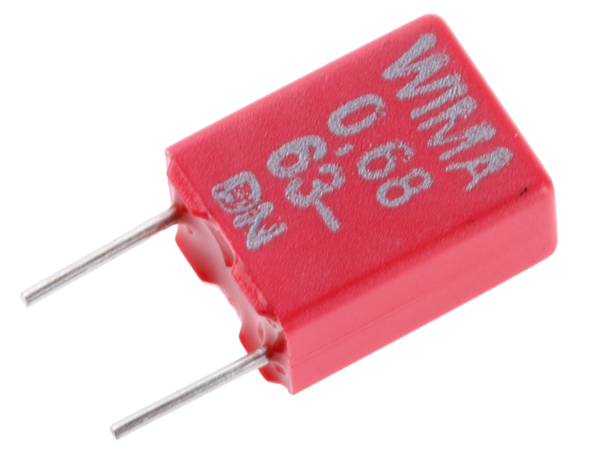 WIMA MKS2 Polyester Film Capacitor, 40 V ac, 63 V dc, ±10%, 680nF, Through Hole
