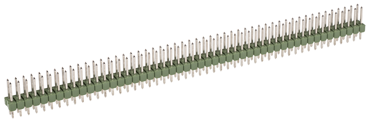 TE Connectivity AMPMODU MOD II Series Straight Through Hole Pin Header, 100 Contact(s), 2.54 mm Pitch, 2 Row, Unshrouded