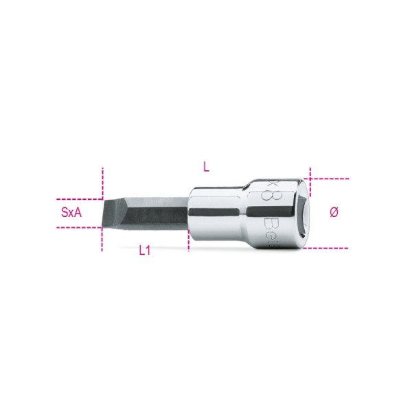 BETA Slotted Screwdriver Bit, 1.6 x 9 mm Tip