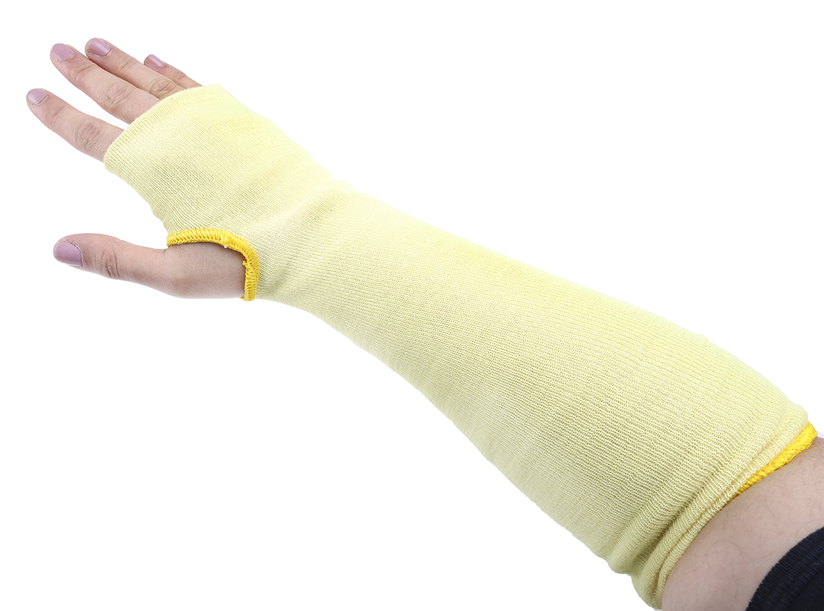 Polyco Healthline Touchstone Yellow Reusable Kevlar Arm Protector for Cut Resistant Use, 14in Length, One size