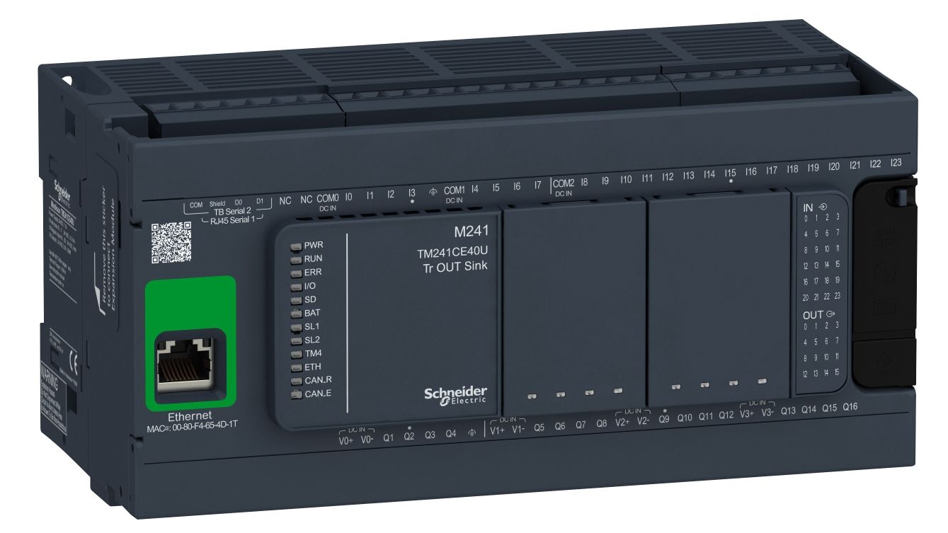 Schneider Electric Modicon M241 Series PLC CPU, Transistor Output, 24-Input