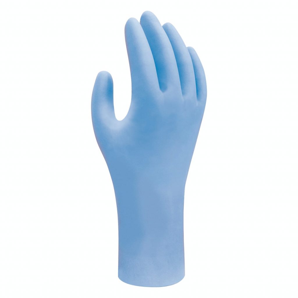 Showa Blue Powder-Free Nitrile Disposable Gloves, Size XS, 90 per Pack