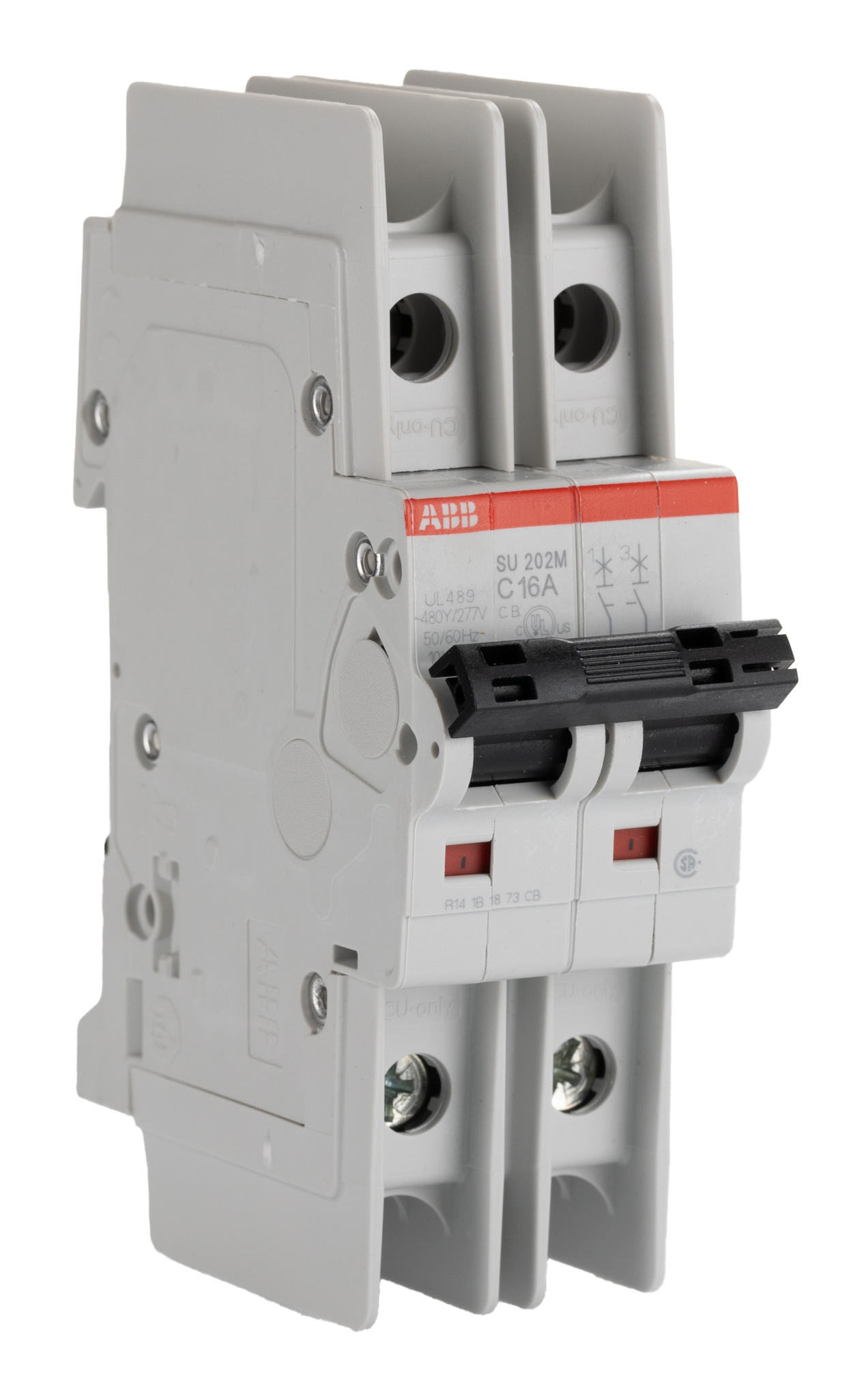 ABB System Pro M Compact SU200M MCB, 2P, 16A Curve C, 440V AC, 440V DC, 15 kA Breaking Capacity