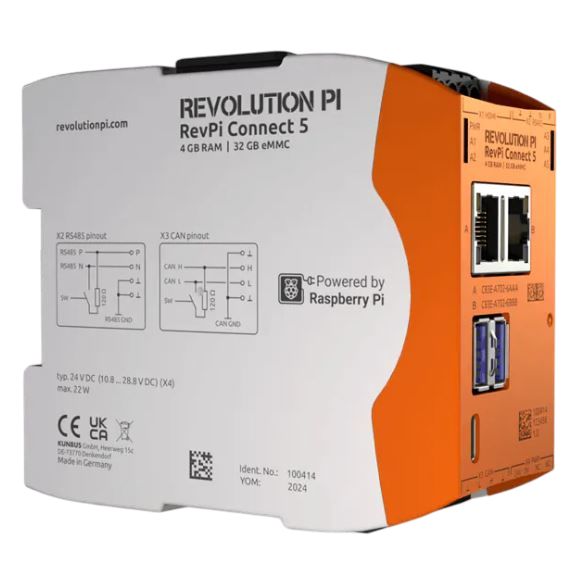 Revolution PI RevPi Connect 5, Industrial Computer, 22W, ARM Cortex 2.4 GHz, 32 GB, 4