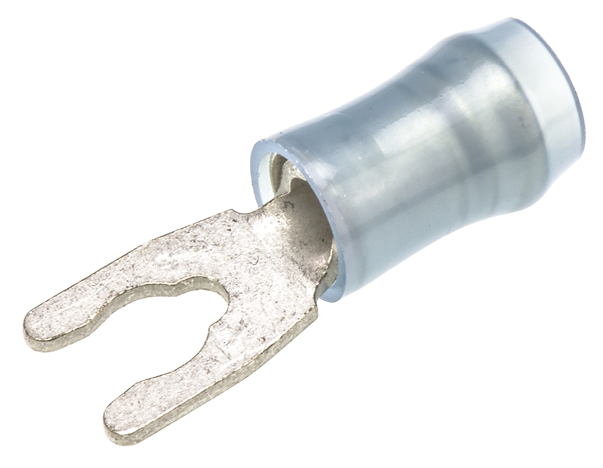 TE Connectivity PIDG Insulated Crimp Spade Connector, 1mm² to 2.6mm², 16AWG to 14AWG, M3.5 Stud Size Nylon, Blue