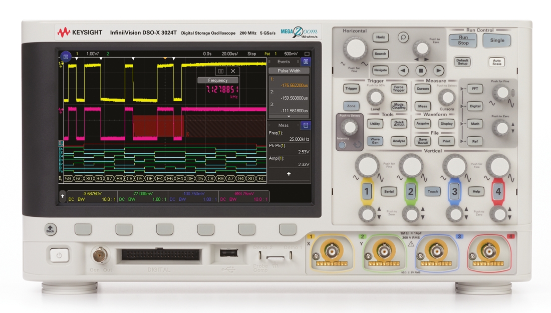 Keysight Technologies DSOX3024T InfiniiVision 3000T X Series, 200MHz Bench Oscilloscope, 4 Analogue Channels, 16