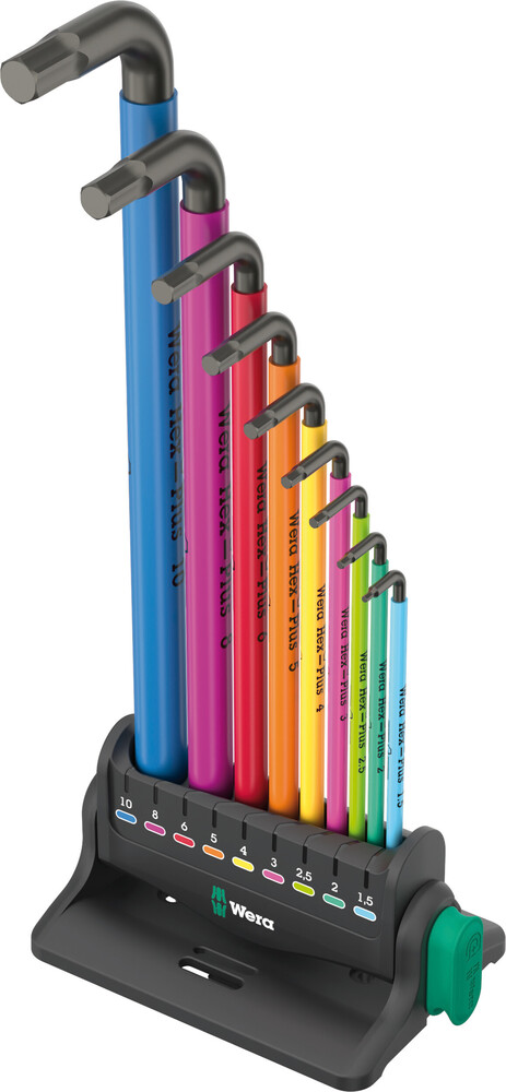 Wera 10 piece L Shape Metric Hex Key Set, 1.5 mm, 2.5 mm, 2 mm, 3 mm, 4 mm, 5 mm, 6 mm, 8 mm, 10 mm