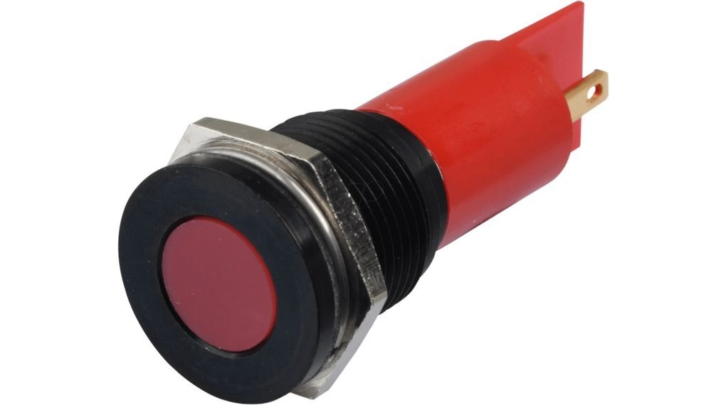 APEM Q16 Series Red Panel Mount Indicator, 24V dc, 16mm Mounting Hole Size, Faston, Solder Lug Termination, IP67
