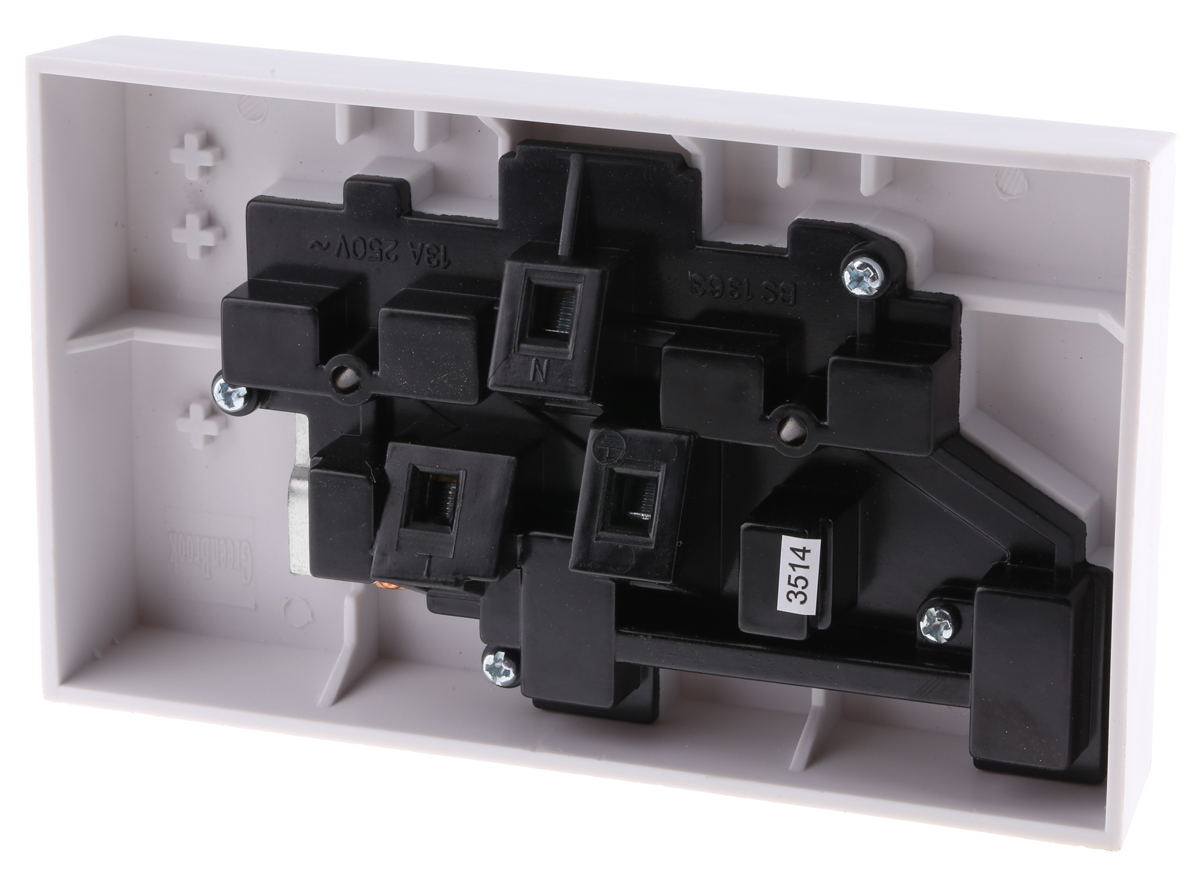 RS PRO White 2 Gang Plug Socket, 1 Pole Poles, 13A, Type G - British, Indoor Use
