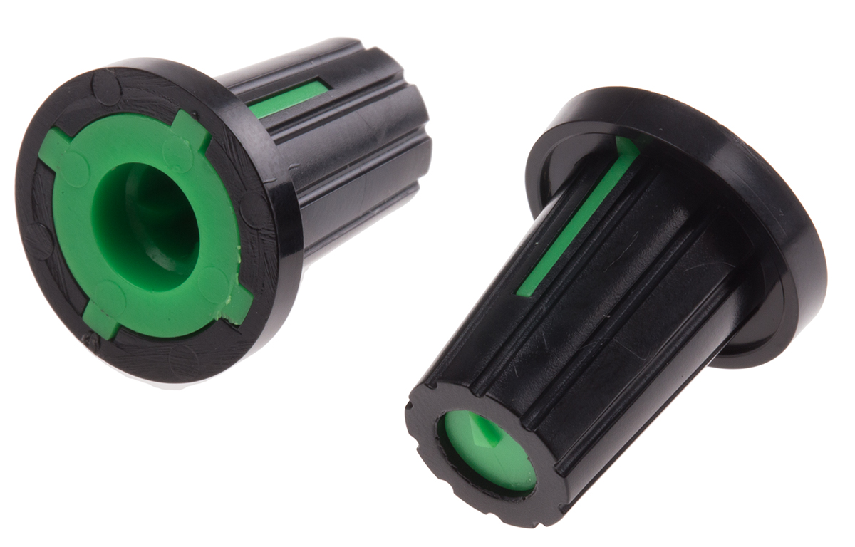 RS PRO 17mm Black Potentiometer Knob for 6mm Shaft D Shaped