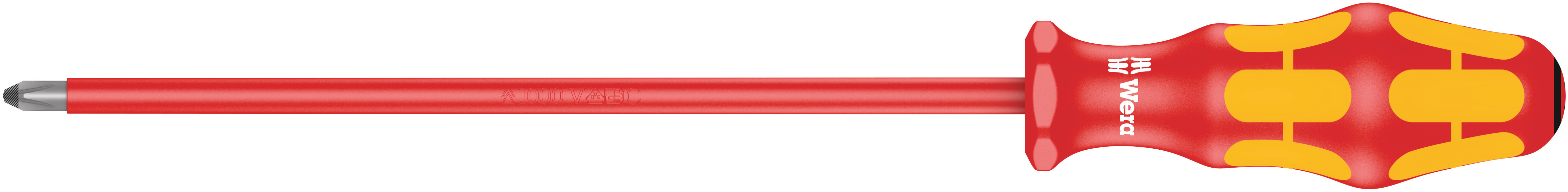 Wera Pozidriv Insulated Screwdriver, PZ2 Tip, 200 mm Blade, VDE/1000V, 305 mm Overall