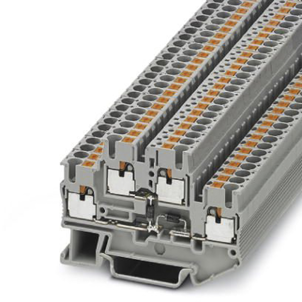 Phoenix Contact 3211430 PTTB 2.5-2DIO/O-UL/UR-UL Series Grey, 0.14 → 4mm², Double-Level, Push In Termination