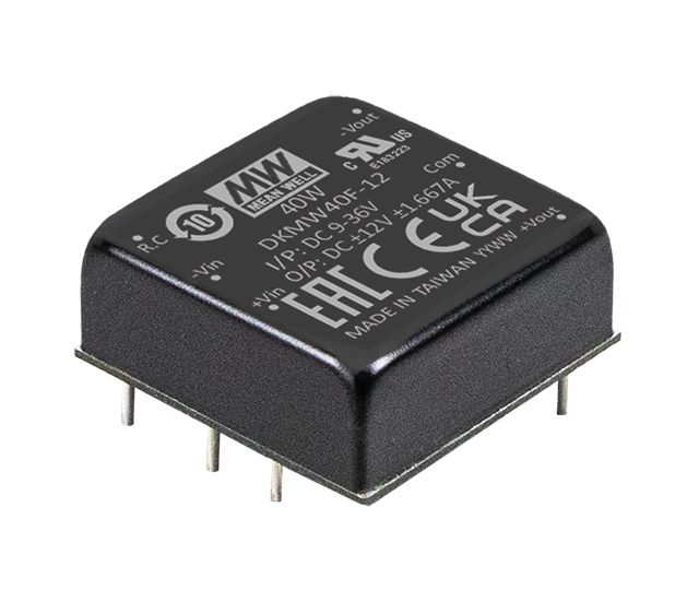 MEAN WELL DKMW40 DC-DC Converter, ±15V dc/ ±0 to 1333mmA Output, 9 → 36 V dc Input, 40W, Surface Mount, +80°C