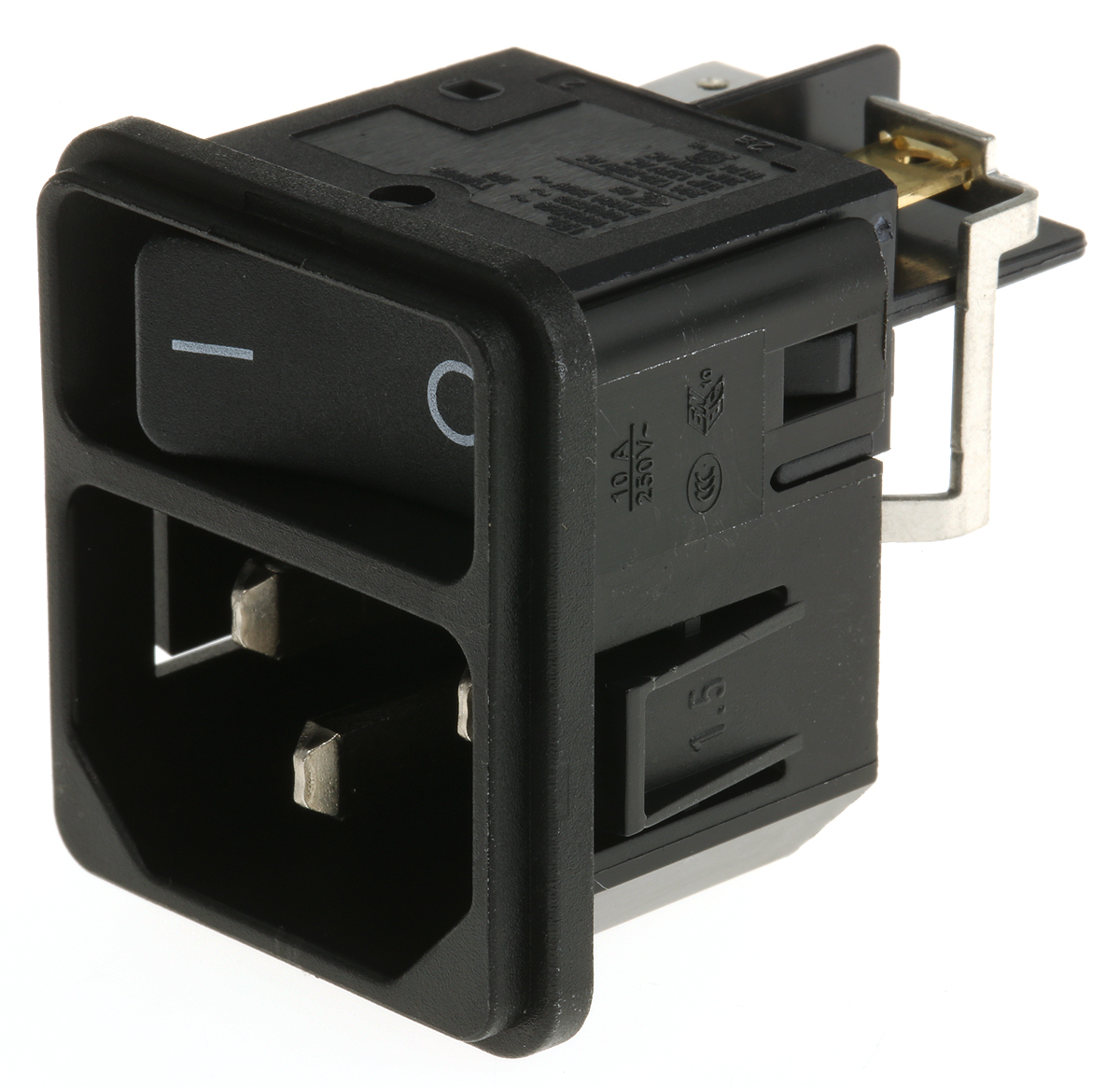 Schurter C14 Snap-In IEC Connector Male, 12A, 250 V