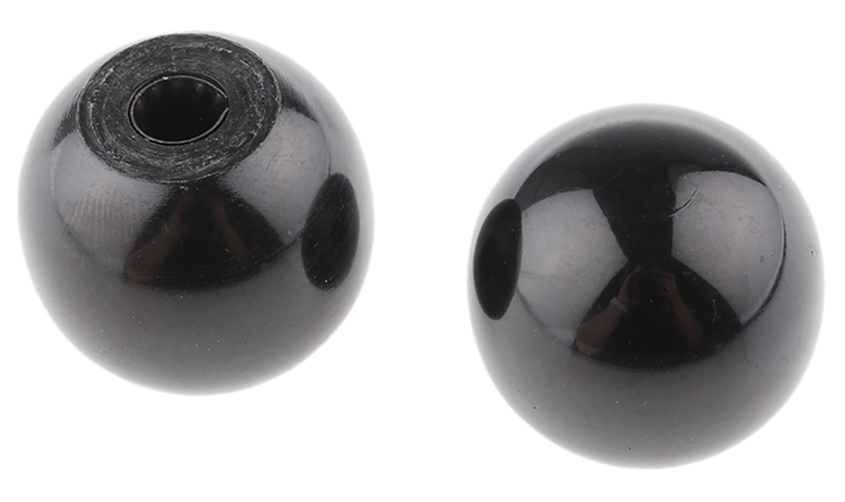 RS PRO Black Duroplast Ball Clamping Knob, Unthreaded Hole