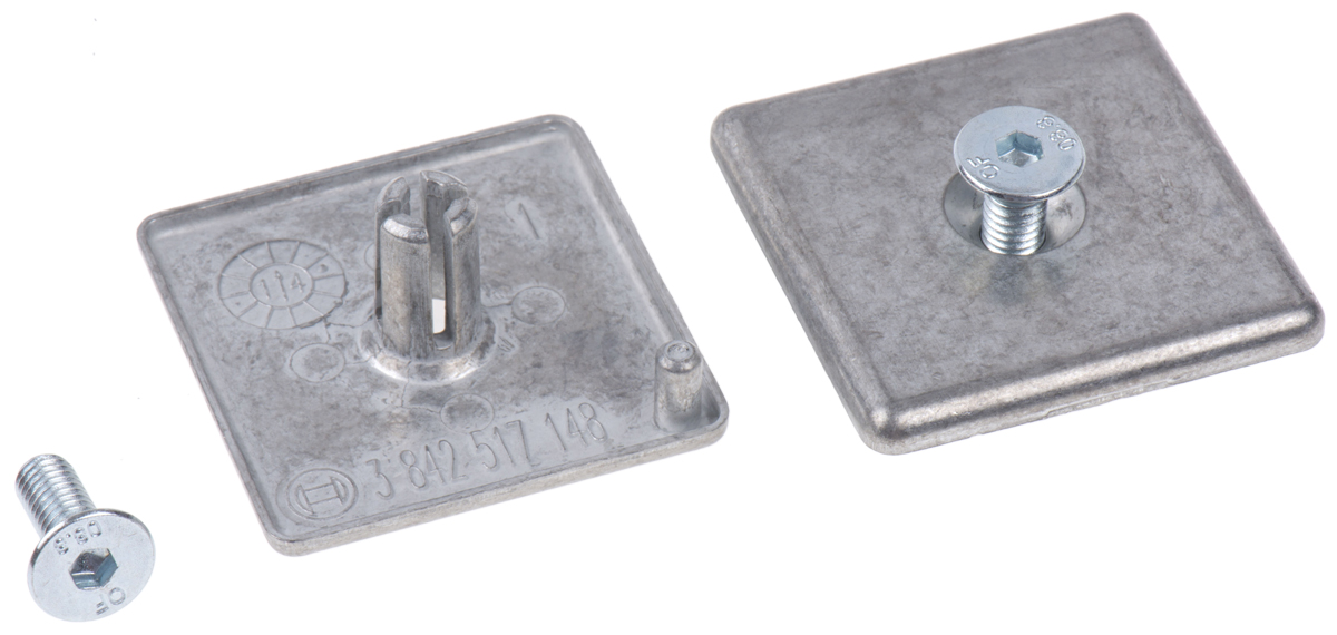 Bosch Rexroth Black Die Cast Zinc, Galvanised Steel End Cap, 45 mm Strut Profile, 8mm Groove