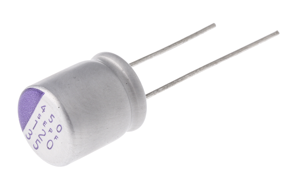 Panasonic 120μF Through Hole Polymer Capacitor, 35V dc